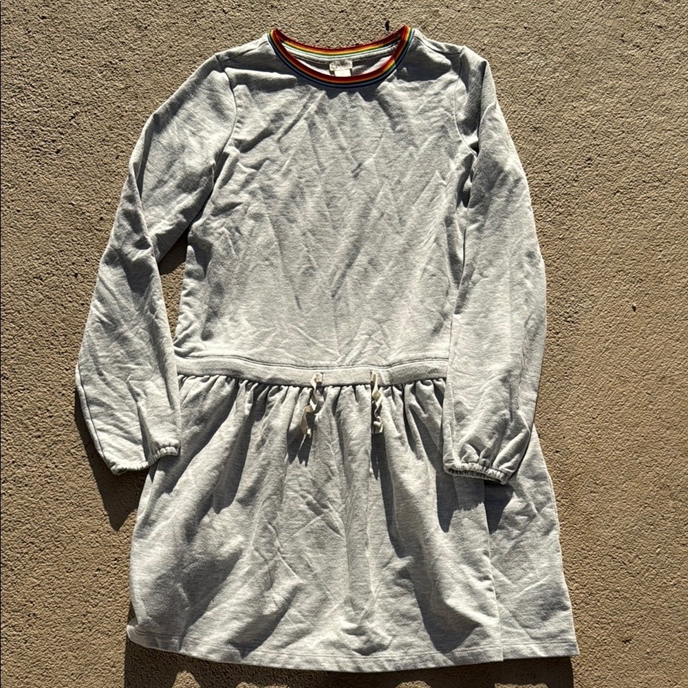 Crewcuts gray knit dress with rainbow color detailing size XL